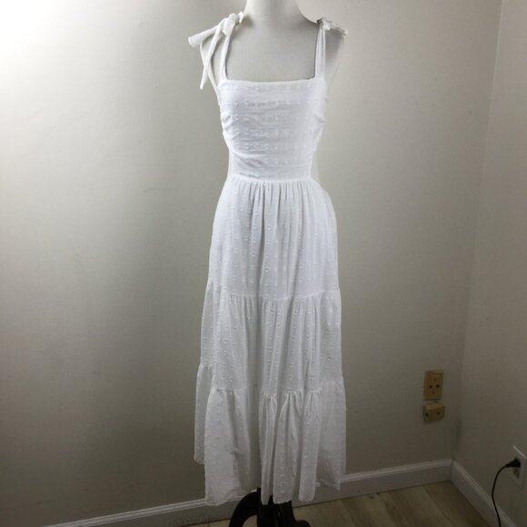 MinkPink Swiss Dot White Maxi Dress m - Picture 8 of 9